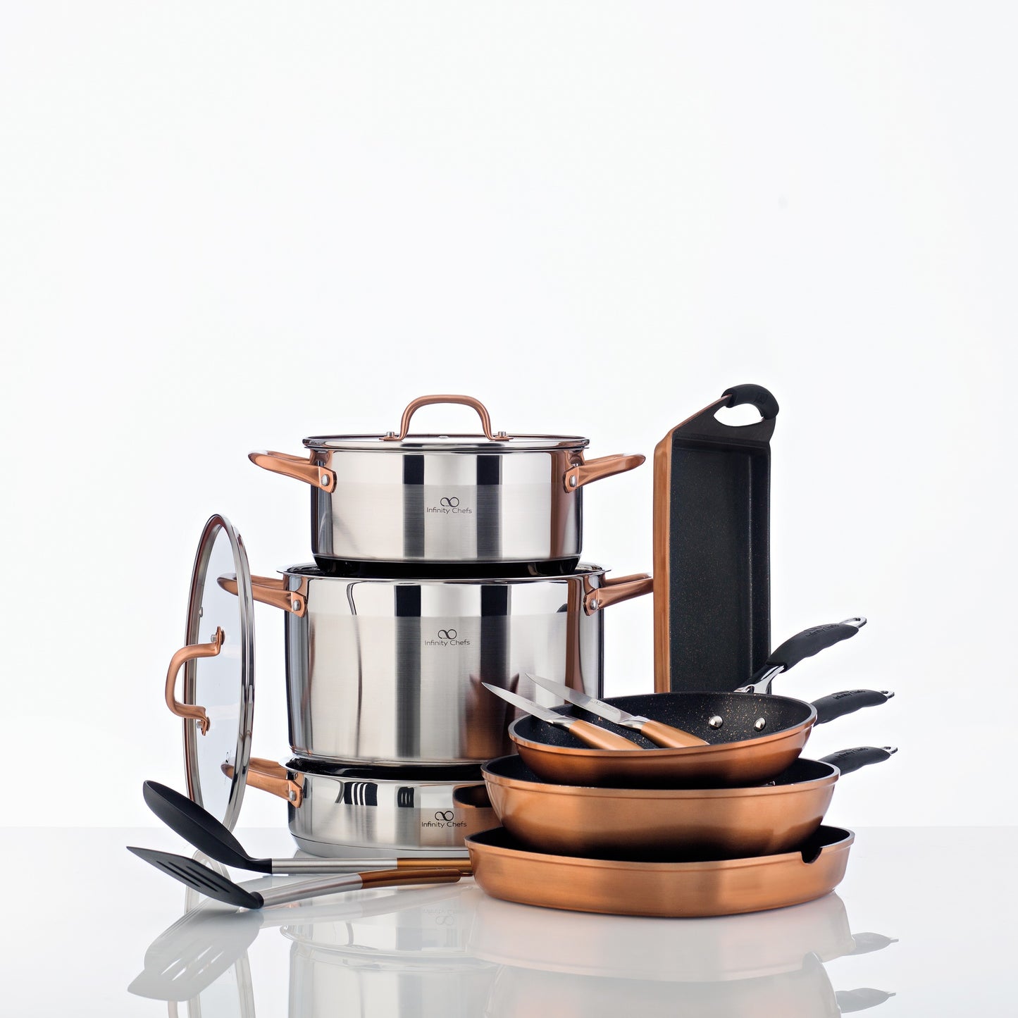 INFINITY CHEF - BERGNER: SET 3 CUCHILLOS+BARRA MAGNÉTICA ACERO INOXIDABLE INFINITY CHEF