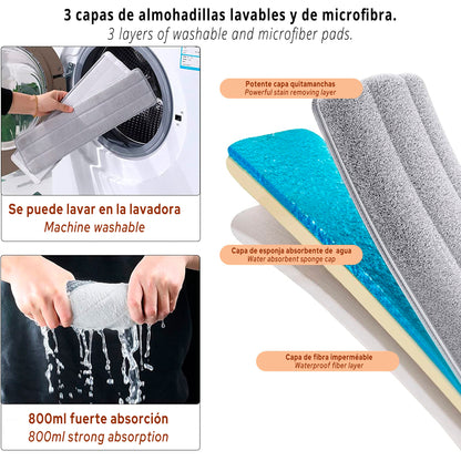 Set de Mopa Plana JOYBOS con Cubeta Escurridora - Limpieza Húmeda y Seca para Todo Tipo de Suelos