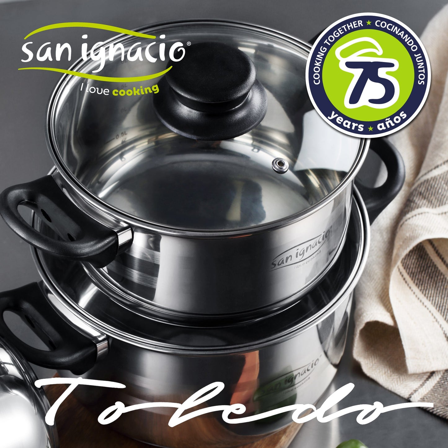 Pack de 3 Sartenes y Batería de Cocina San Ignacio Cassel - Aluminio Forjado y Acero Inoxidable