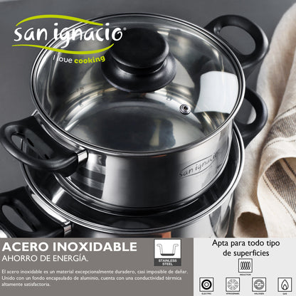 Pack de 3 Sartenes y Batería de Cocina San Ignacio Cassel - Aluminio Forjado y Acero Inoxidable