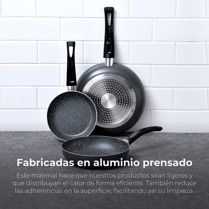 Juego de Batería de Cocina San Ignacio - 8 Piezas + Set de 3 Sartenes Soul Marble en Aluminio Prensado